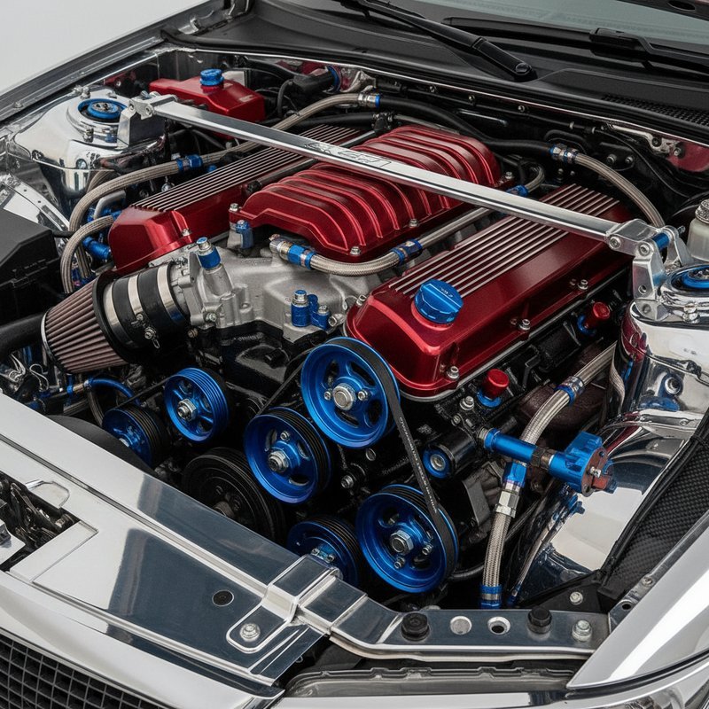 Geanodiseerde aluminium performance onderdelen in auto motor