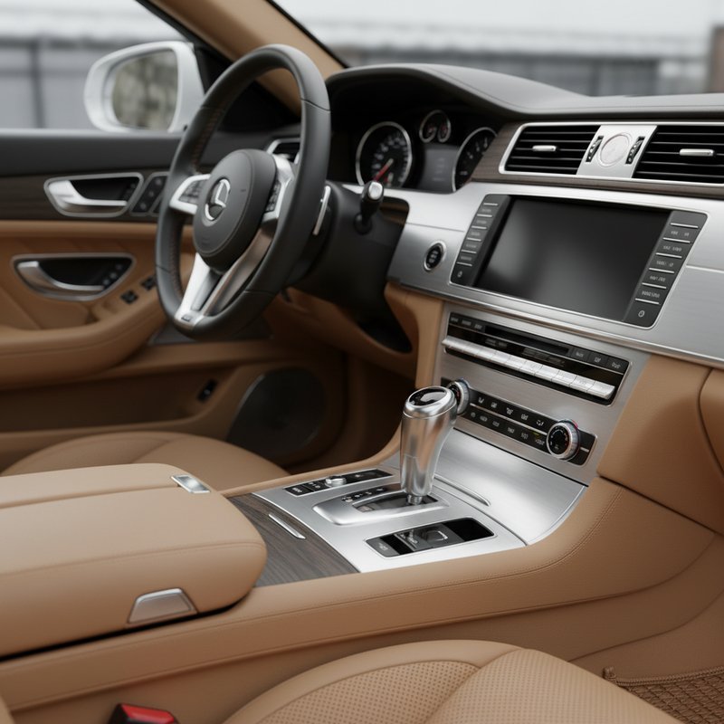 Luxe auto interieur met geanodiseerde aluminium trim details