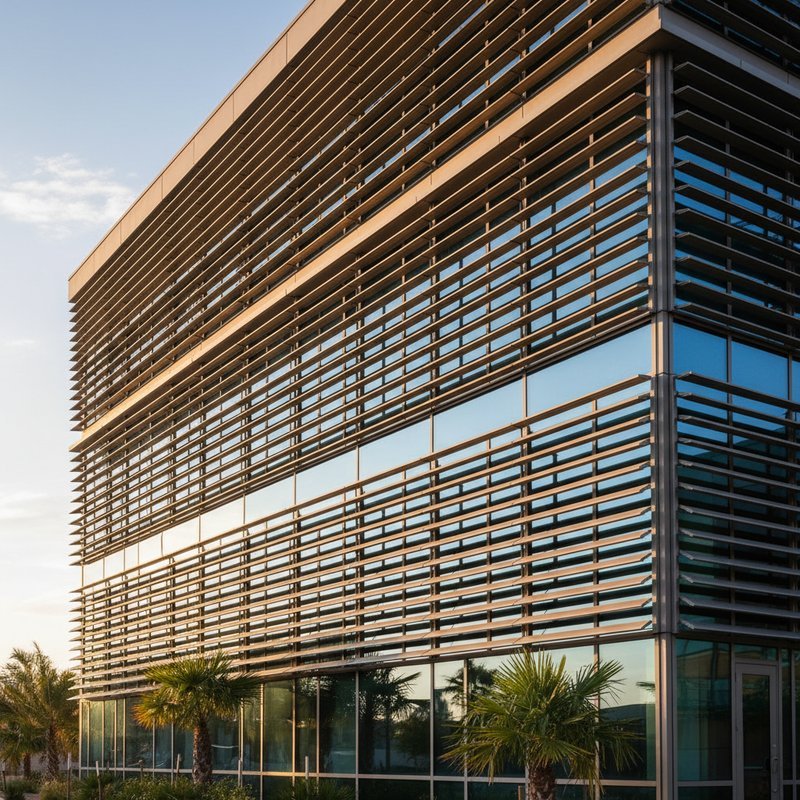 Geanodiseerd aluminium zonwering systeem voor energie-efficiënte gebouwen