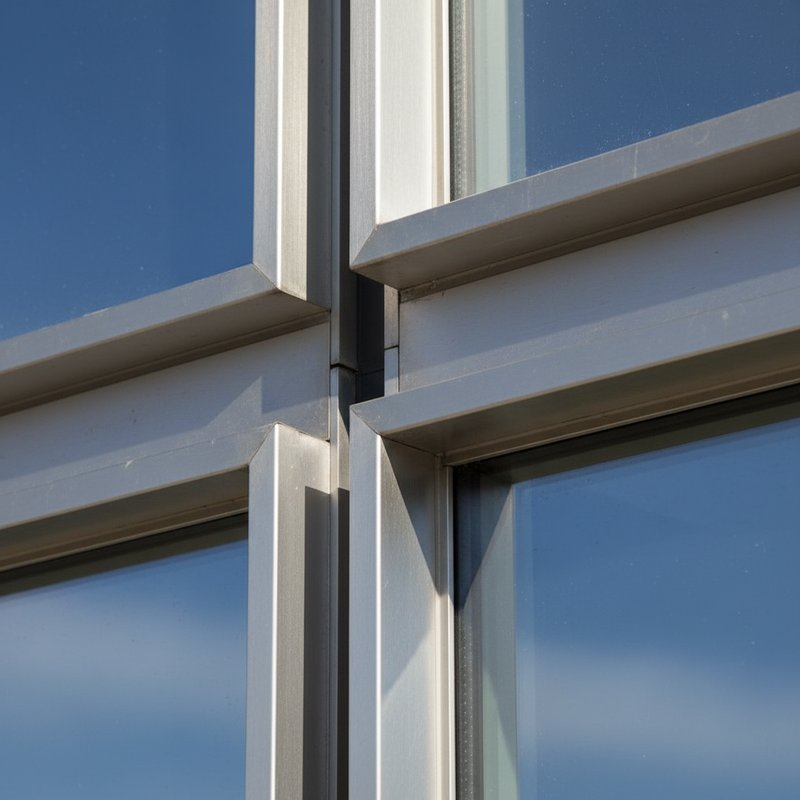 Architecturaal detail met clear geanodiseerd aluminium profiel