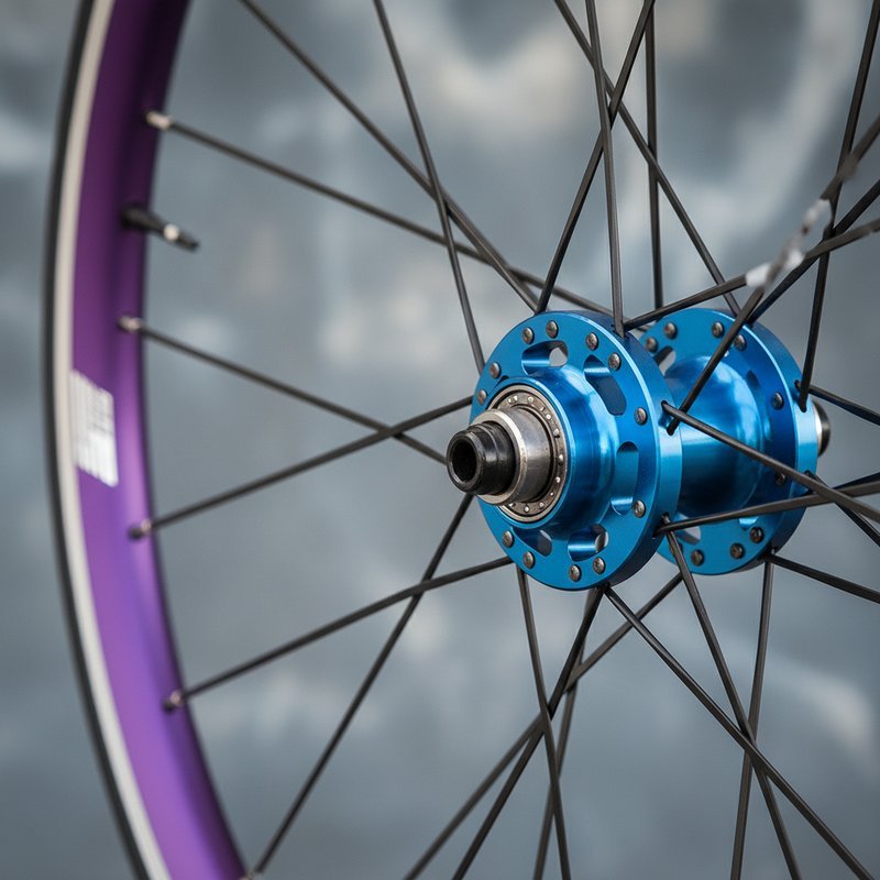 Racefiets wiel met geanodiseerde velg en naaf