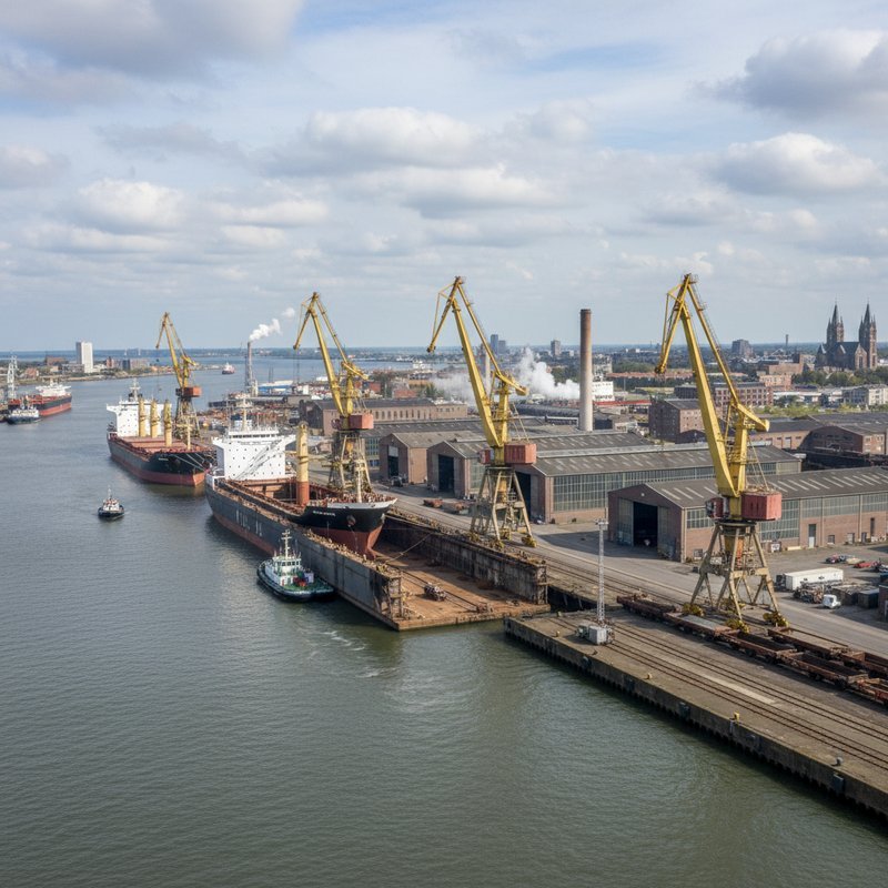 Groningen haven met maritieme en scheepsbouw industrie