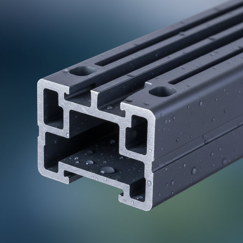 Detail van maritiem geanodiseerd aluminium profiel met corrosiebestendige afwerking