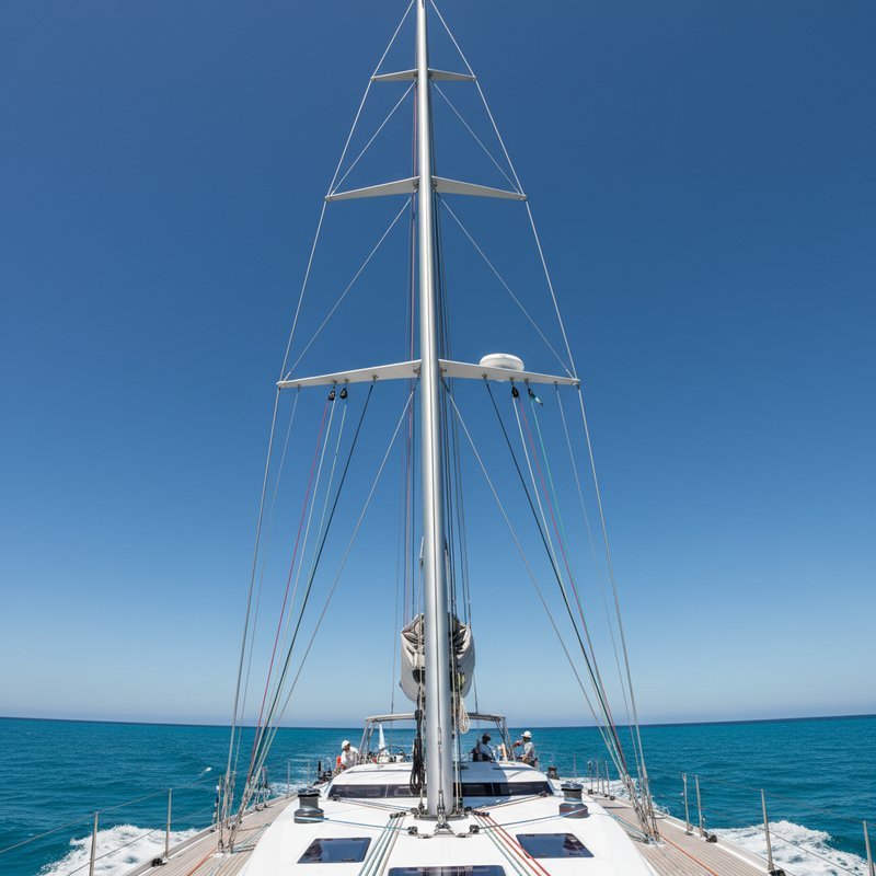 Geanodiseerde aluminium zeilbootmast met tuigage bestand tegen zeewater omgeving