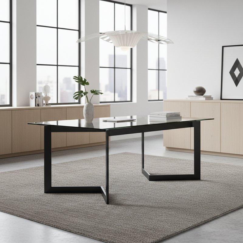 Design tafel met geanodiseerd aluminium frame en poten