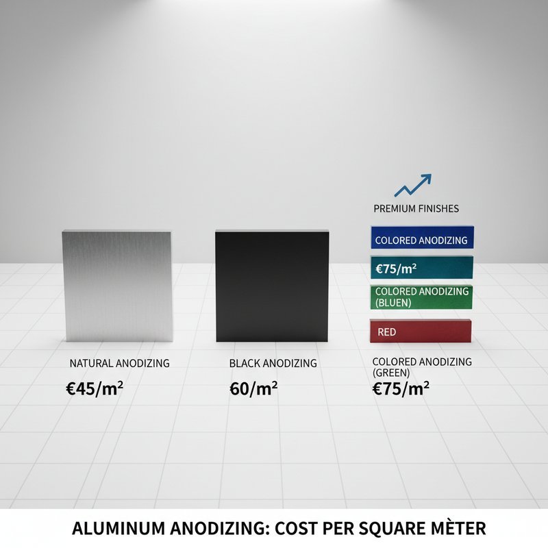 Prijsindicatie per vierkante meter voor verschillende anodisatie types