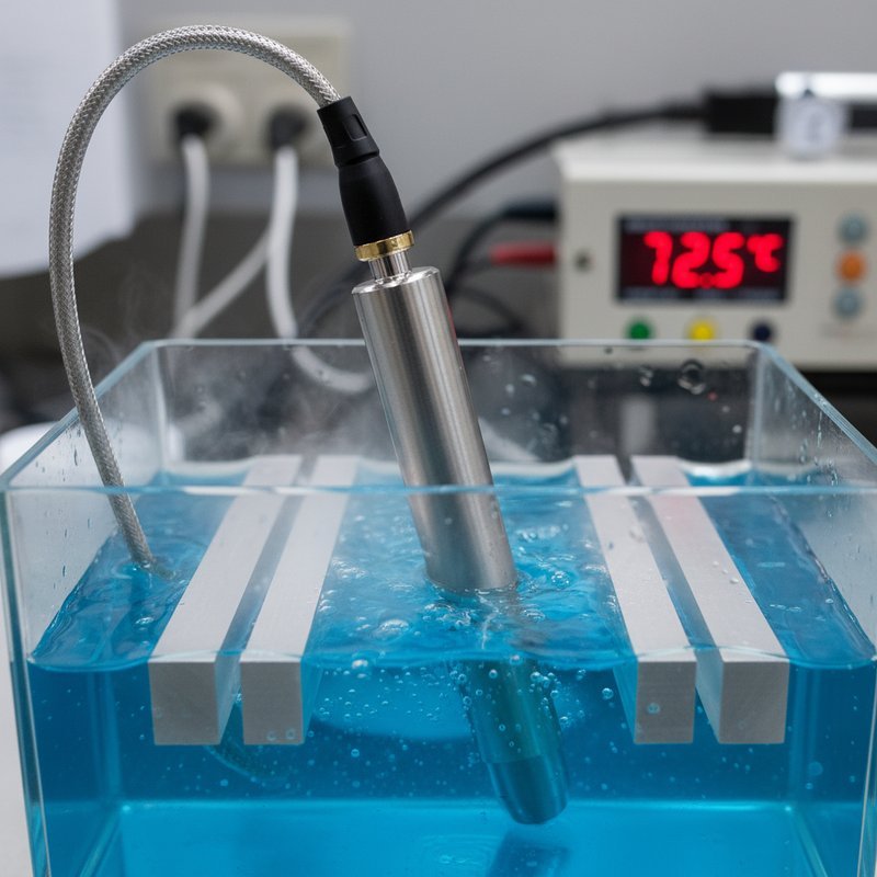 PT100 temperatuursensor in anodiseerbad voor nauwkeurige meting