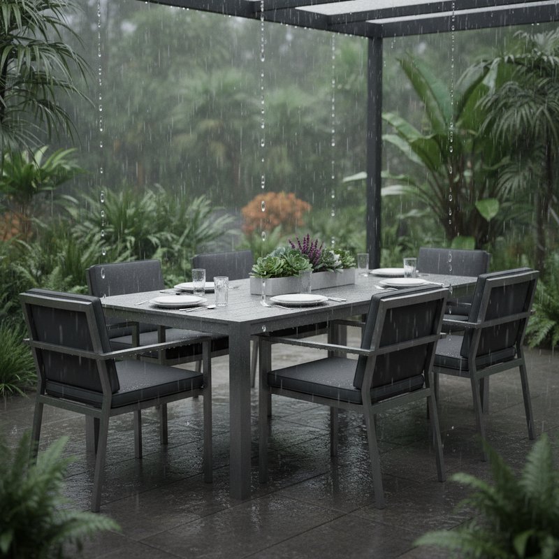 Geanodiseerd tuinmeubilair toont excellente weerbestendigheid bij regen
