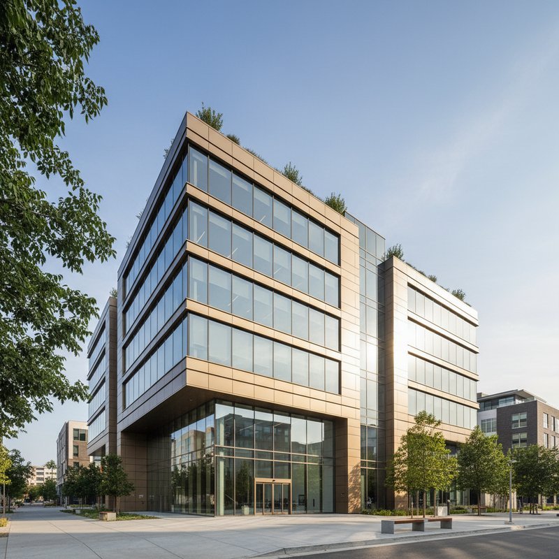 Moderne architectuur kantoorgebouw met geanodiseerde aluminium gevelpanelen