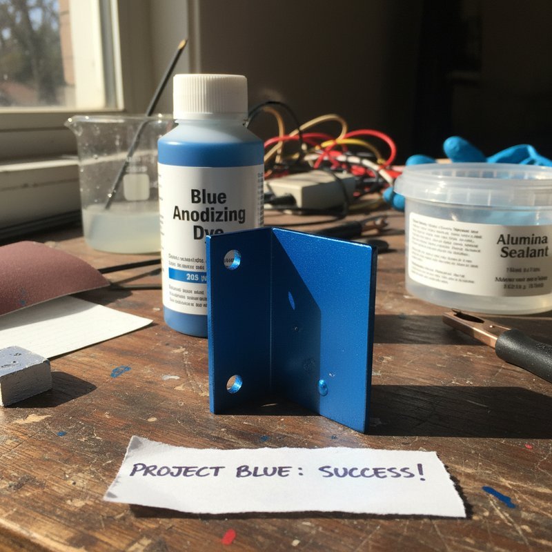 DIY geanodiseerd aluminium onderdeel met gekleurde finish