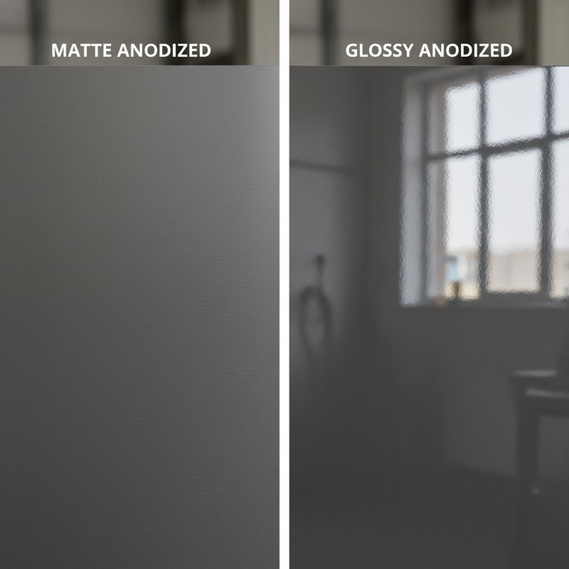 Vergelijking mat en glanzend geanodiseerd aluminium