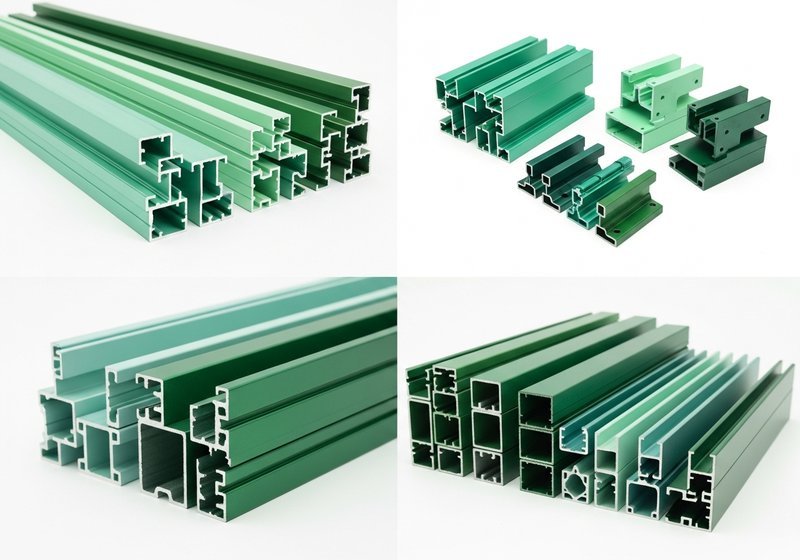 Groen geanodiseerde aluminium profielen in verschillende tinten