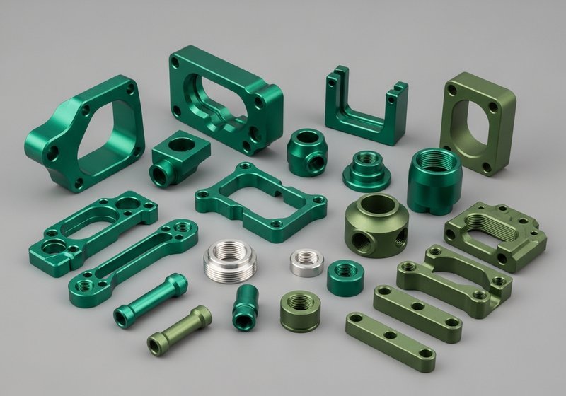 Groen geanodiseerde aluminium componenten en onderdelen