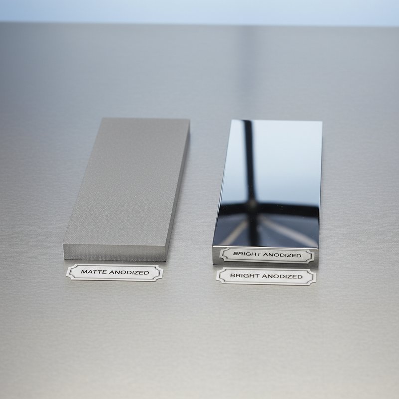 Vergelijking mat en glanzend geanodiseerd aluminium samples