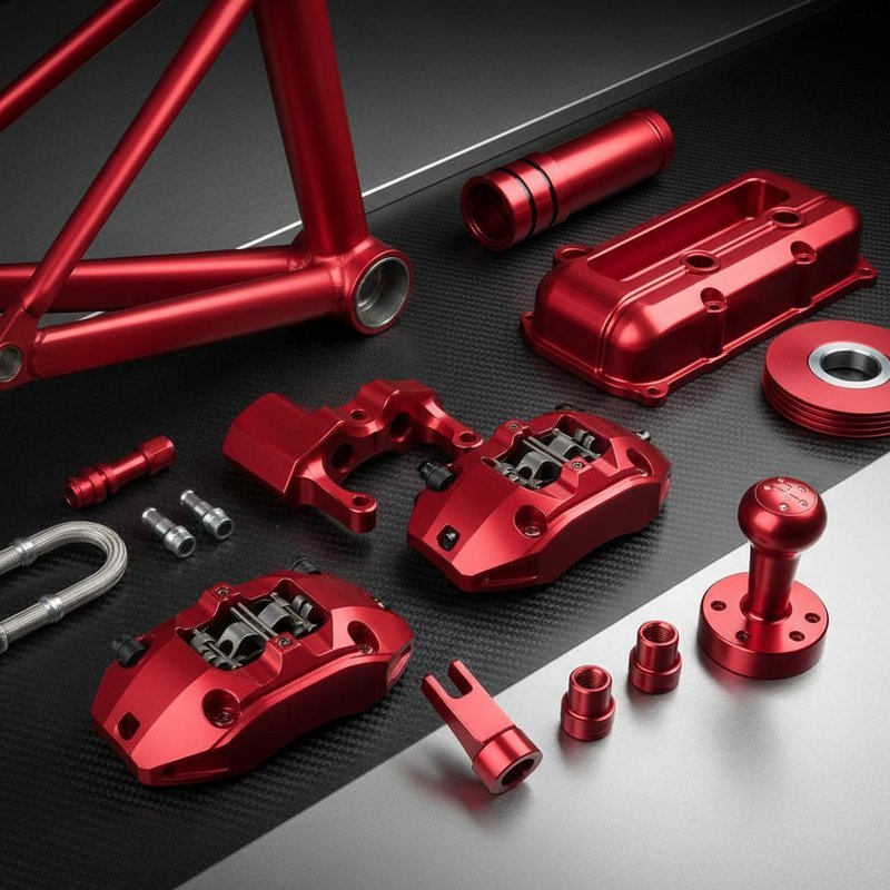 Rood geanodiseerde automotive en fiets onderdelen