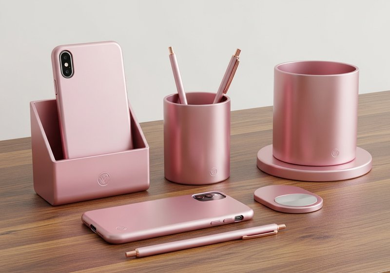 Roze geanodiseerde aluminium accessoires en designproducten