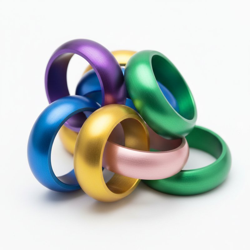 Gekleurde geanodiseerde aluminium ringen in verschillende tinten