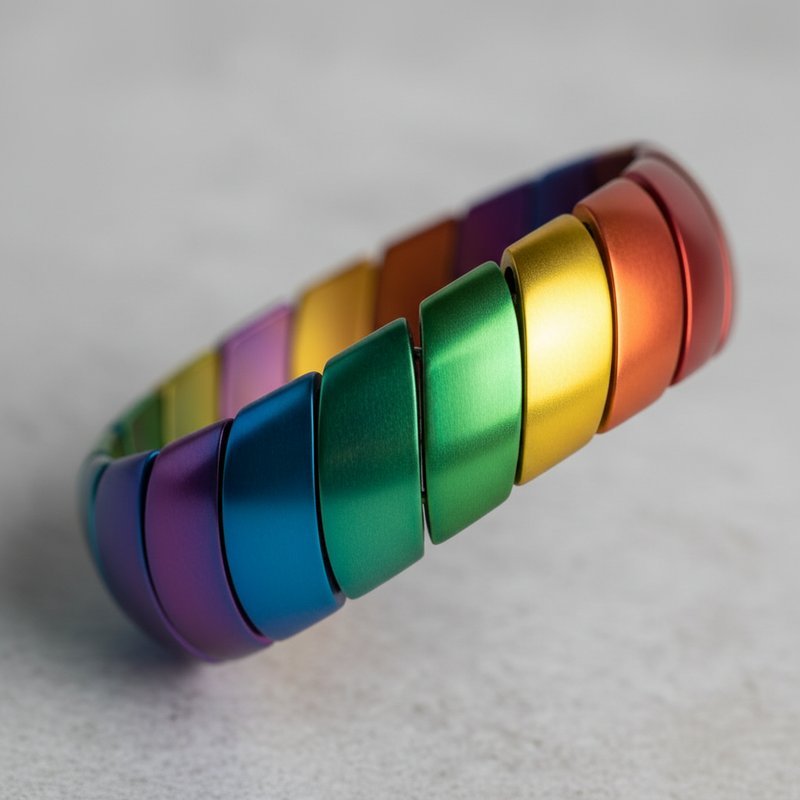 Regenboog geanodiseerde aluminium armband met meerdere kleuren