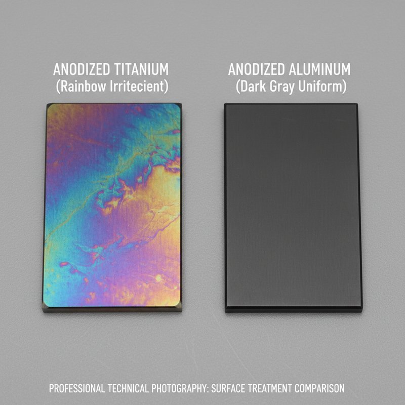 Vergelijking titanium en aluminium beide geanodiseerd