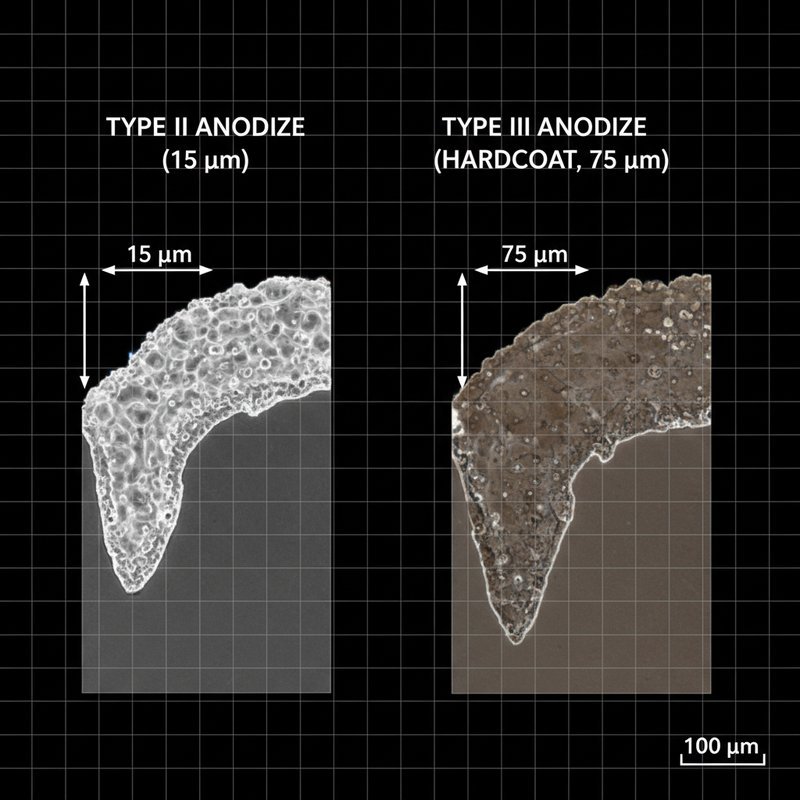 Microscopische vergelijking Type II en Type III coating dikte